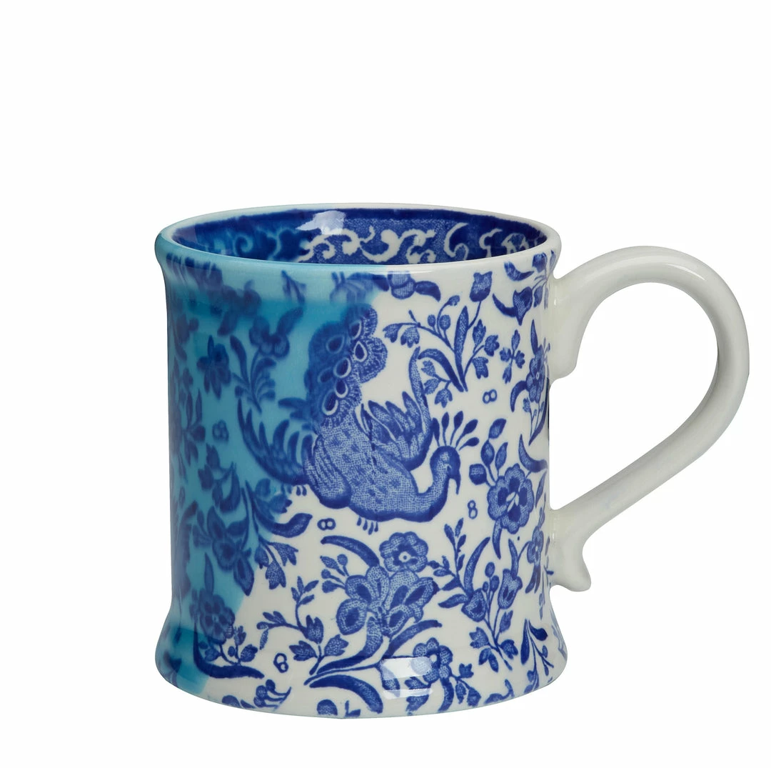 Burleigh Pottery Blue Regal Peacock 170th Anniversary Footed Mug 300ml