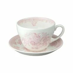 Burleigh Pottery Pink Asiatic Pheasants Breakfast Cup And Saucer