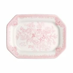 Burleigh Pottery Tableware Pink Asiatic Pheasants Rectangular Platter 25cm/10"