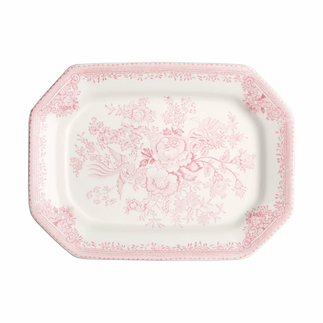 Burleigh Pottery Tableware Pink Asiatic Pheasants Rectangular Platter 25cm/10"
