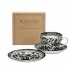 Burleigh Pottery Black Regal Peacock Breakfast Cup Gift Set