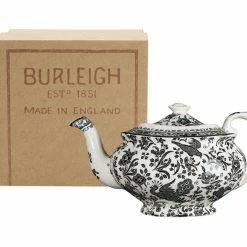 Burleigh Pottery Black Regal Peacock Teapot 5 Cup Gift Box