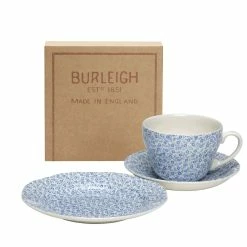 Burleigh Pottery Blue Felicity Breakfast Cup Gift Set Coffee Cups & Saucers