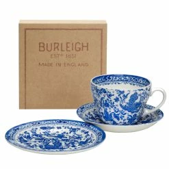 Burleigh Pottery Blue Regal Peacock Breakfast Cup Gift Set