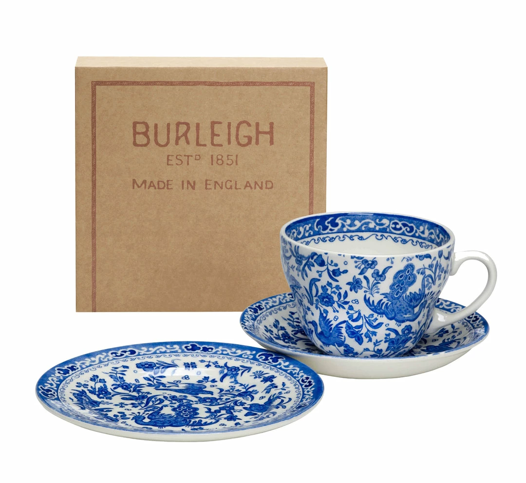 Burleigh Pottery Blue Regal Peacock Breakfast Cup Gift Set