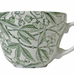 Burleigh Pottery Offers Green Prunus Breakfast Cup 425ml/0.75pt Seconds