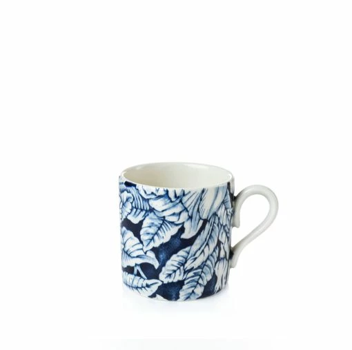 Burleigh Pottery Ink Blue Hibiscus Coffee Can 175ml