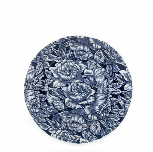Burleigh Pottery Ink Blue Hibiscus Plate 26.5cm