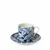 Burleigh Pottery Ink Blue Hibiscus Coffee Can And Saucer