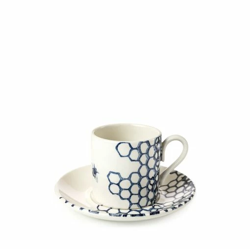 Burleigh Pottery Ink Blue Pollen Coffee Can And Saucer