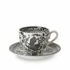 Burleigh Pottery Tableware Black Regal Peacock Teacup And Saucer