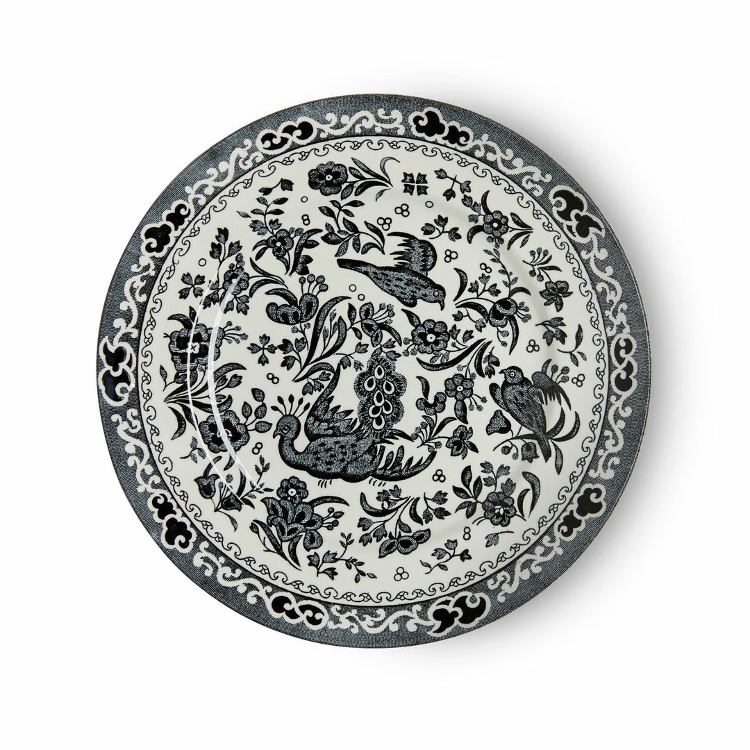 Burleigh Pottery Black Regal Peacock Plate 17.5cm/7"