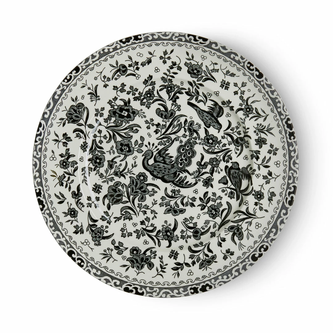 Burleigh Pottery Black Regal Peacock Plate 22cm/8.75" Tableware
