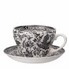 Burleigh Pottery Black Regal Peacock Breakfast Cup And Saucer