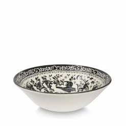 Burleigh Pottery Black Regal Peacock Cereal Bowl 16cm/6.25" Tableware
