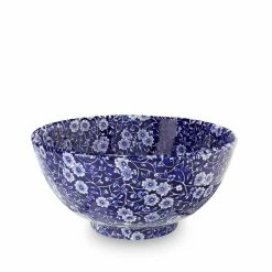 Burleigh Pottery Offers Blue Calico Medium Footed Bowl 20.5cm/8" Seconds