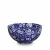Burleigh Pottery Blue Calico Small Footed Bowl 16cm/ 6.25"