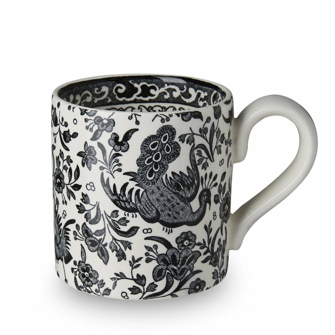 Burleigh Pottery Offers Black Regal Peacock Half Pint Mug 284ml/0.5pt Seconds