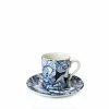 Burleigh Pottery Ink Blue Hibiscus Espresso Cup And Saucer