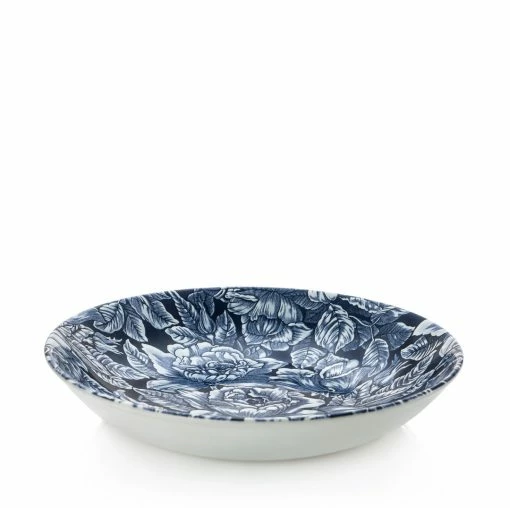 Burleigh Pottery Tableware Ink Blue Hibiscus Pasta Bowl 23cm