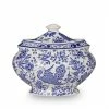 Burleigh Pottery Blue Regal Peacock Jam Pot / Covered Sugar Pot 480g/ 1lb Tableware