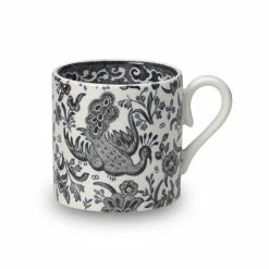Burleigh Pottery Black Regal Peacock Mini Mug