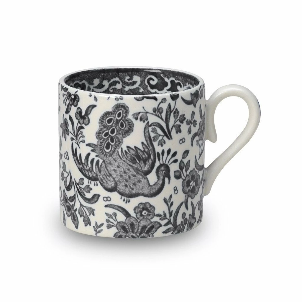 Burleigh Pottery Black Regal Peacock Mini Mug