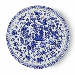Burleigh Pottery Tableware Blue Regal Peacock Plate 22cm/8.75"
