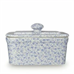 Burleigh Pottery Tableware Blue Felicity Rectangular Butter Dish 400g/1lb