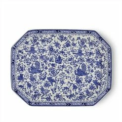 Burleigh Pottery Blue Regal Peacock Rectangular Platter 34cm/13.5" Tableware