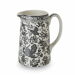 Burleigh Pottery Black Regal Peacock Tankard Medium Jug 568ml/1pt